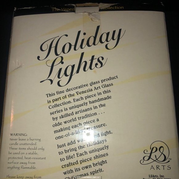 Vintage LS Arts Christmas Tree Venezia Art‎ Glass Floating Candle Holders NEW - Picture 4 of 7